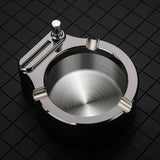 Maxbell Stainless Steel Ashtray Metal Ashtray with 10000 Times Match Lighter Black