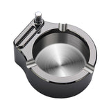 Maxbell Stainless Steel Ashtray Metal Ashtray with 10000 Times Match Lighter Black