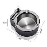 Maxbell Stainless Steel Ashtray Metal Ashtray with 10000 Times Match Lighter Black