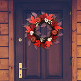 Maxbell Halloween Wreath Artificial Maple Leaf Wall Front Door Outdoor Home Decor