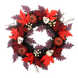 Maxbell Halloween Wreath Artificial Maple Leaf Wall Front Door Outdoor Home Decor