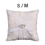 Maxbell Rings Pillow Bowknot Ribbon Romantic Rings Pillow Holder for Wedding Party 10x10cm