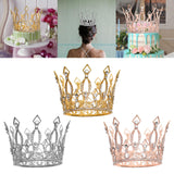 Maxbell Full Round Crystal Queen Crowns Headband for Party Bridesmaids Costume Gold