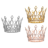 Maxbell Full Round Crystal Queen Crowns Headband for Party Bridesmaids Costume Gold