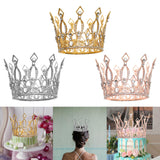 Maxbell Full Round Crystal Queen Crowns Headband for Party Bridesmaids Costume Gold