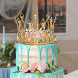 Maxbell Full Round Crystal Queen Crowns Headband for Party Bridesmaids Costume Gold