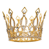 Maxbell Full Round Crystal Queen Crowns Headband for Party Bridesmaids Costume Gold