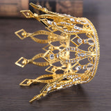 Maxbell Full Round Crystal Queen Crowns Headband for Party Bridesmaids Costume Gold