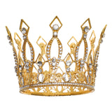 Maxbell Full Round Crystal Queen Crowns Headband for Party Bridesmaids Costume Gold