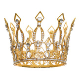 Maxbell Full Round Crystal Queen Crowns Headband for Party Bridesmaids Costume Gold