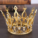 Maxbell Full Round Crystal Queen Crowns Headband for Party Bridesmaids Costume Gold