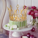 Maxbell Full Round Crystal Queen Crowns Headband for Party Bridesmaids Costume Gold