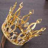 Maxbell Full Round Crystal Queen Crowns Headband for Party Bridesmaids Costume Gold