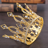 Maxbell Full Round Crystal Queen Crowns Headband for Party Bridesmaids Costume Gold