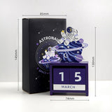 Maxbell Wood Block Calendar Gifts for Photography Desktop Office Purple Astronaut