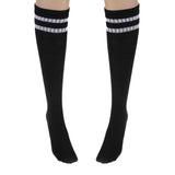 Maxbell Women Men Stretchy Knee High Football Soccer Long Socks Stockings Black