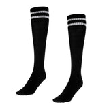 Maxbell Women Men Stretchy Knee High Football Soccer Long Socks Stockings Black