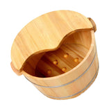 Maxbell Natural Wood Foot Basin with Cover for Foot Bath, Soak, or Detox