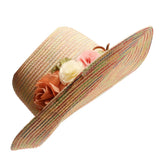 Maxbell Women's Wide Brim Straw Sun Hat Summer Outdoor Beach Cap Beige