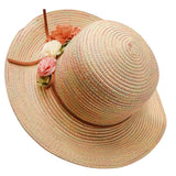 Maxbell Women's Wide Brim Straw Sun Hat Summer Outdoor Beach Cap Beige