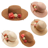 Maxbell Women's Wide Brim Straw Sun Hat Summer Outdoor Beach Cap Beige