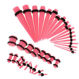 Maxbell 36pcs Ear Gauges Stretching Kit Acrylic Plug 14G-00G Expander Pink