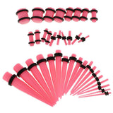Maxbell 36pcs Ear Gauges Stretching Kit Acrylic Plug 14G-00G Expander Pink