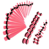 Maxbell 36pcs Ear Gauges Stretching Kit Acrylic Plug 14G-00G Expander Pink