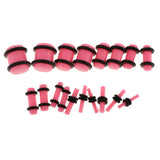 Maxbell 36pcs Ear Gauges Stretching Kit Acrylic Plug 14G-00G Expander Pink