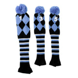 Maxbell Set of 3 Golf Pom Pom Headcover Driver Fairway Woods Head Covers Amparo Blue