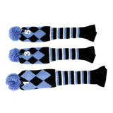 Maxbell Set of 3 Golf Pom Pom Headcover Driver Fairway Woods Head Covers Amparo Blue