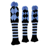 Maxbell Set of 3 Golf Pom Pom Headcover Driver Fairway Woods Head Covers Amparo Blue