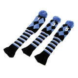 Maxbell Set of 3 Golf Pom Pom Headcover Driver Fairway Woods Head Covers Amparo Blue