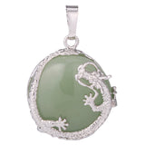 Maxbell 30mm Dragon Inset Gem Pendant DIY Necklace Jewelry  Green Aventurine