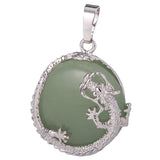 Maxbell 30mm Dragon Inset Gem Pendant DIY Necklace Jewelry  Green Aventurine