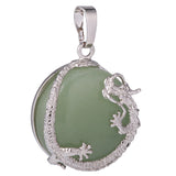 Maxbell 30mm Dragon Inset Gem Pendant DIY Necklace Jewelry  Green Aventurine