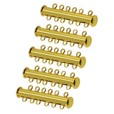 Maxbell 5 Sets Multi Strand Slide Magnetic Clasps DIY Jewelry 6 strand  35x10x6mm