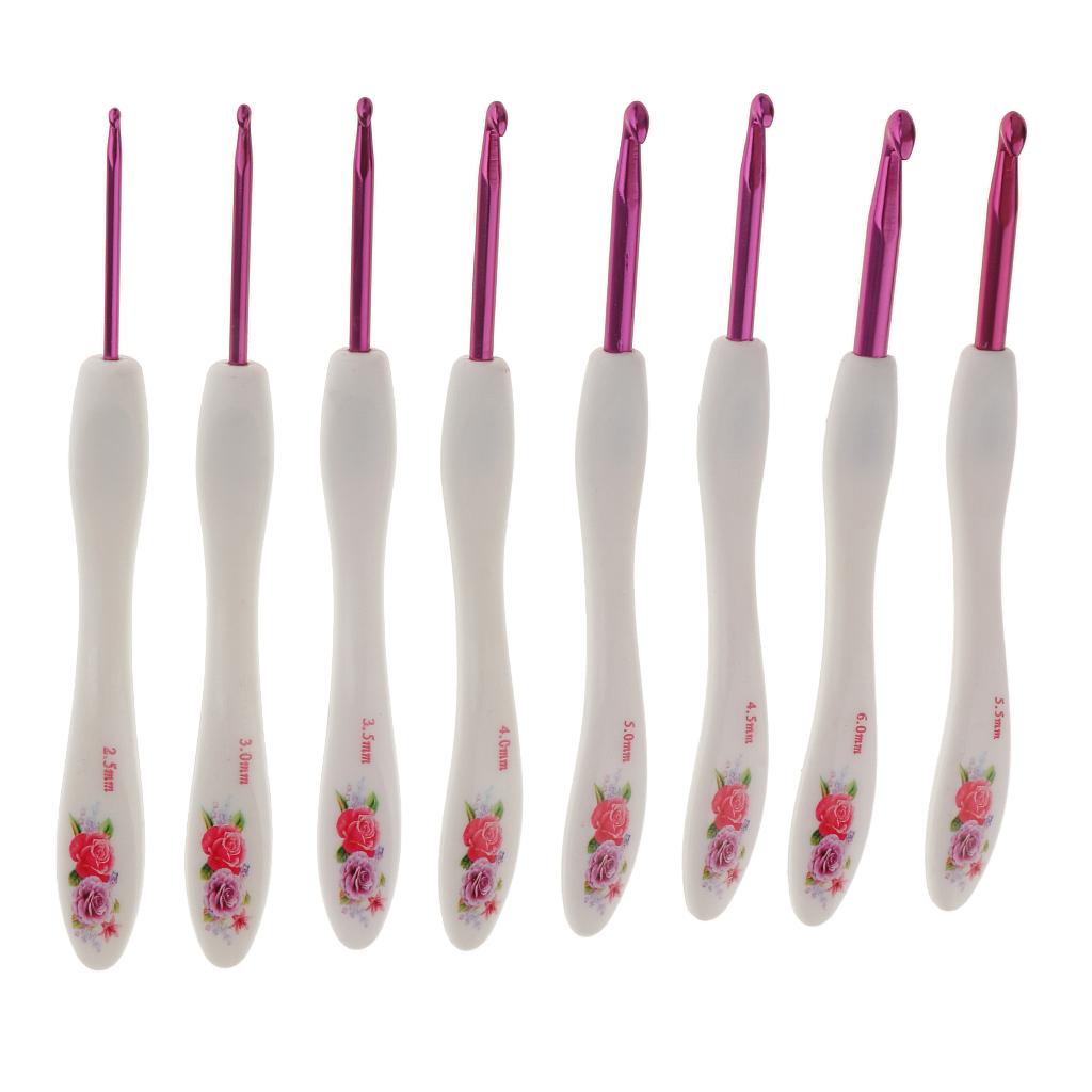 Maxbell 8 Sizes Crochet Hooks Needles Set with Soft Grip Handle 2.5-6mm  Red