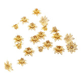 Maxbell 20 pcs Beautiful Bead 16mm Flower Bead Caps for Jewelry Making Gold