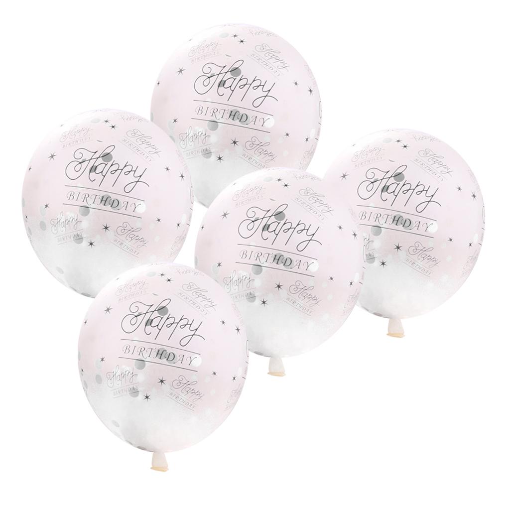 Maxbell 5 Pieces Latex Confetti Balloon Birthday Party Decor Happy Birthday