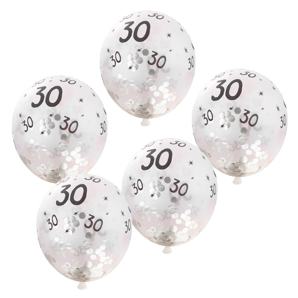Maxbell 5 Pieces Latex Confetti Balloon Birthday Party Decor 30th