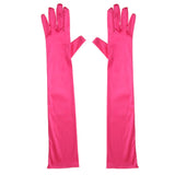 Maxbell 1 Pair Satin Long Gloves Wedding Bridal Evening Party Costume Rose Red