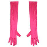 Maxbell 1 Pair Satin Long Gloves Wedding Bridal Evening Party Costume Rose Red