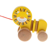 Maxbell Wooden Pull Toy Push and Pull Lion Pull Along Walking Toy for Baby Toddler