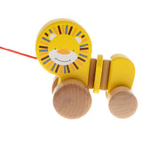 Maxbell Wooden Pull Toy Push and Pull Lion Pull Along Walking Toy for Baby Toddler