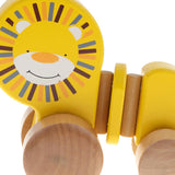 Maxbell Wooden Pull Toy Push and Pull Lion Pull Along Walking Toy for Baby Toddler