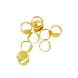 Maxbell 10 Pieces Adjustable Brass Ring Blank Oval Bezel Cabochon DIY Ring Gold