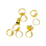 Maxbell 10 Pieces Adjustable Brass Ring Blank Oval Bezel Cabochon DIY Ring Gold