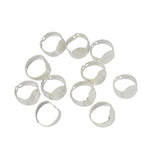 Maxbell 10 Pieces Adjustable Brass Ring Blank Oval Bezel Cabochon DIY Ring Silver