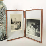 Maxbell Antique Brass Glass Picture Photo Frame Free Stand Portrait 5.5 x 6.3"